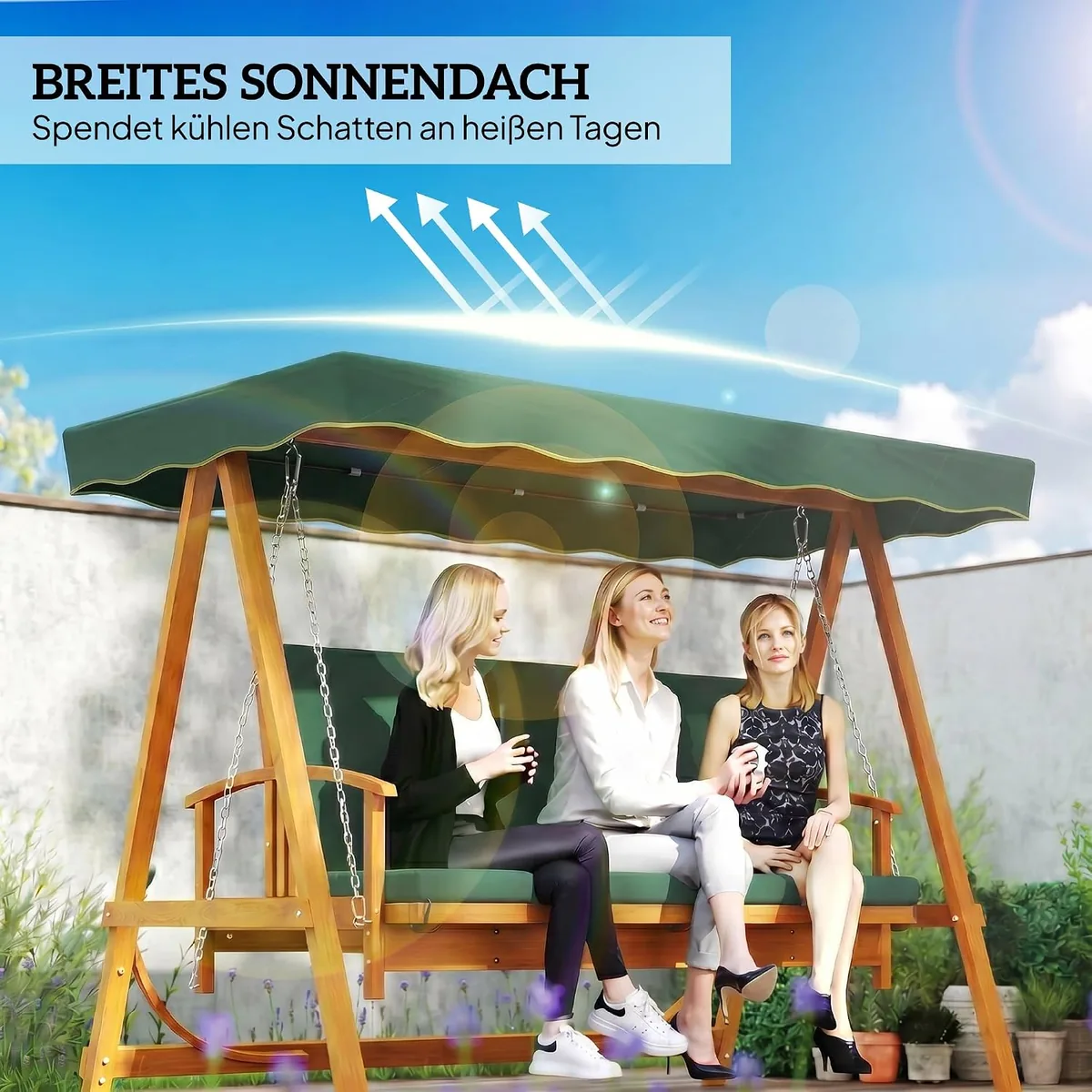 2 in 1 Hollywoodschaukel mit Liegefunktion, 3-Sitzer… — Ansicht 4