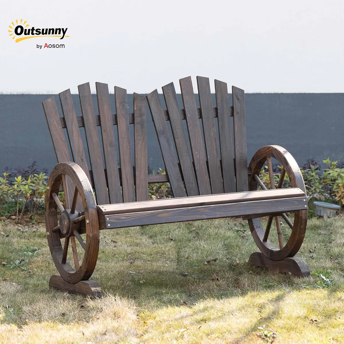 2-Sitzer Gartenbank Massivholz, Sitzbank mit Armlehne… — Ansicht 2