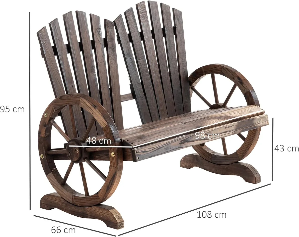 2-Sitzer Gartenbank Massivholz, Sitzbank mit Armlehne… — Ansicht 3