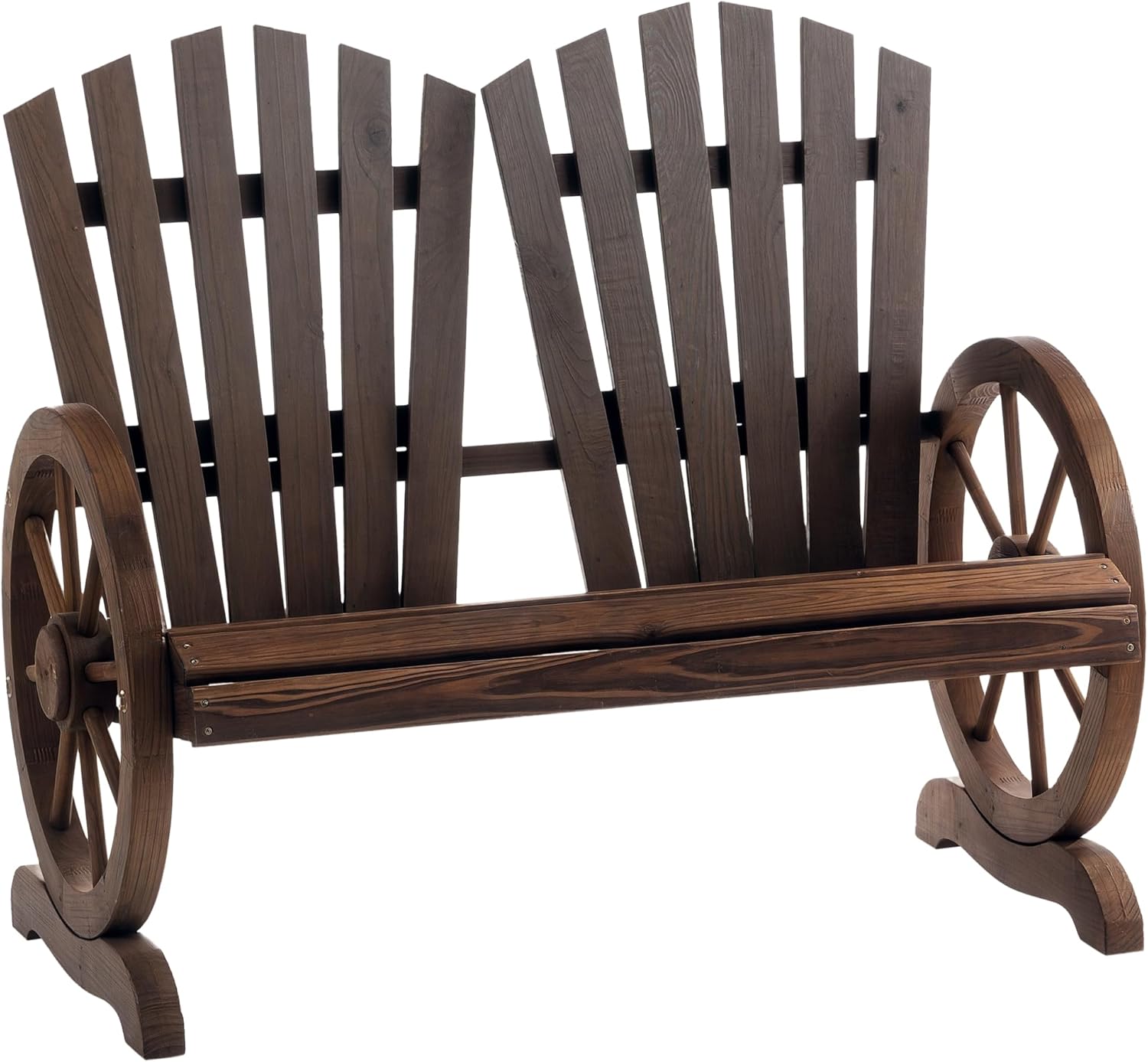 Outsunny 2-Sitzer Gartenbank Massivholz, Sitzbank mit Armlehne, Gartenmöbel 250kg belastbar, Rustikale Bank für Garten, Terrasse und andere Außenbereiche, 108 x 66 x 95 cm, Dunkelbraun