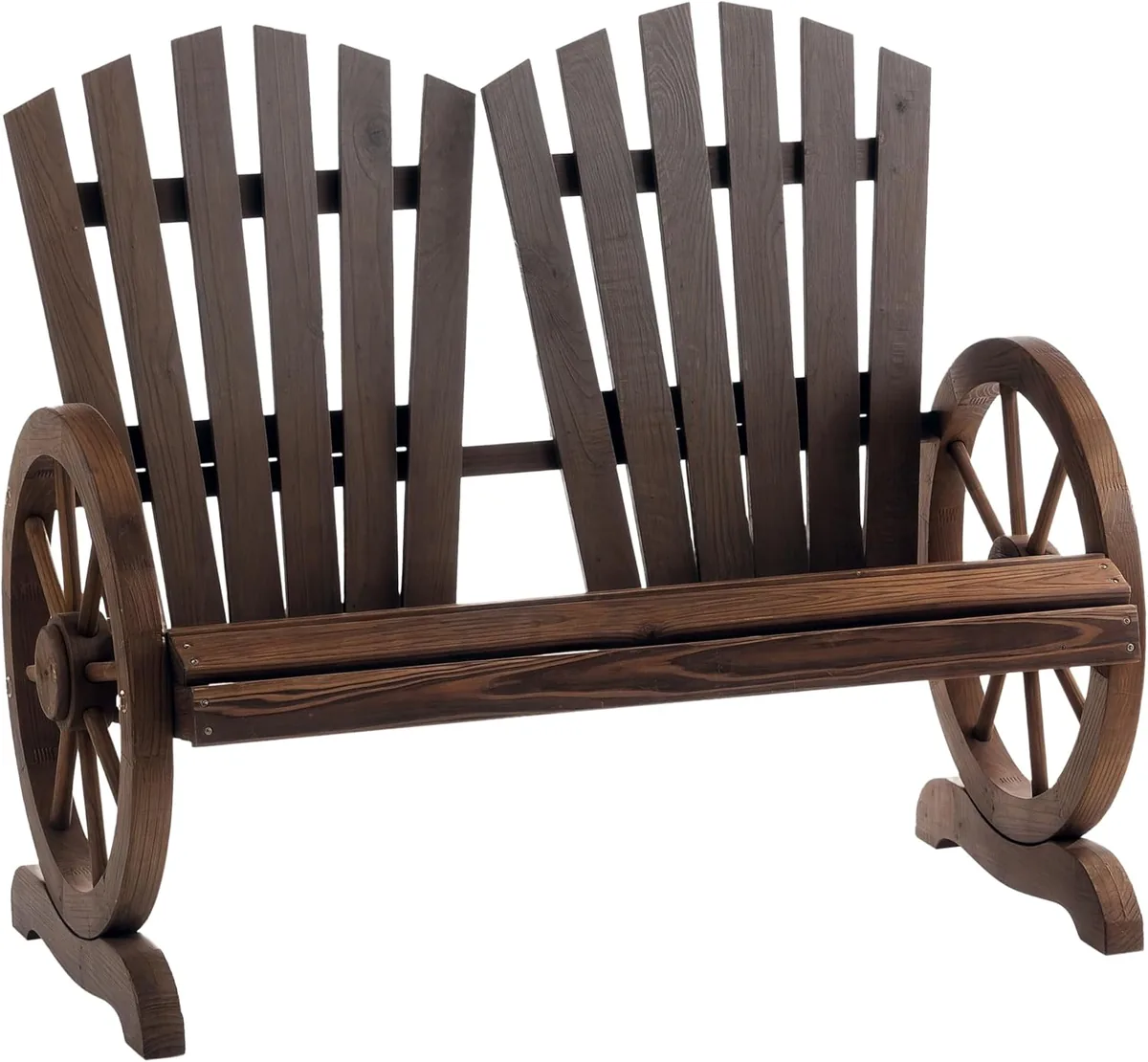 2-Sitzer Gartenbank Massivholz, Sitzbank mit Armlehne…