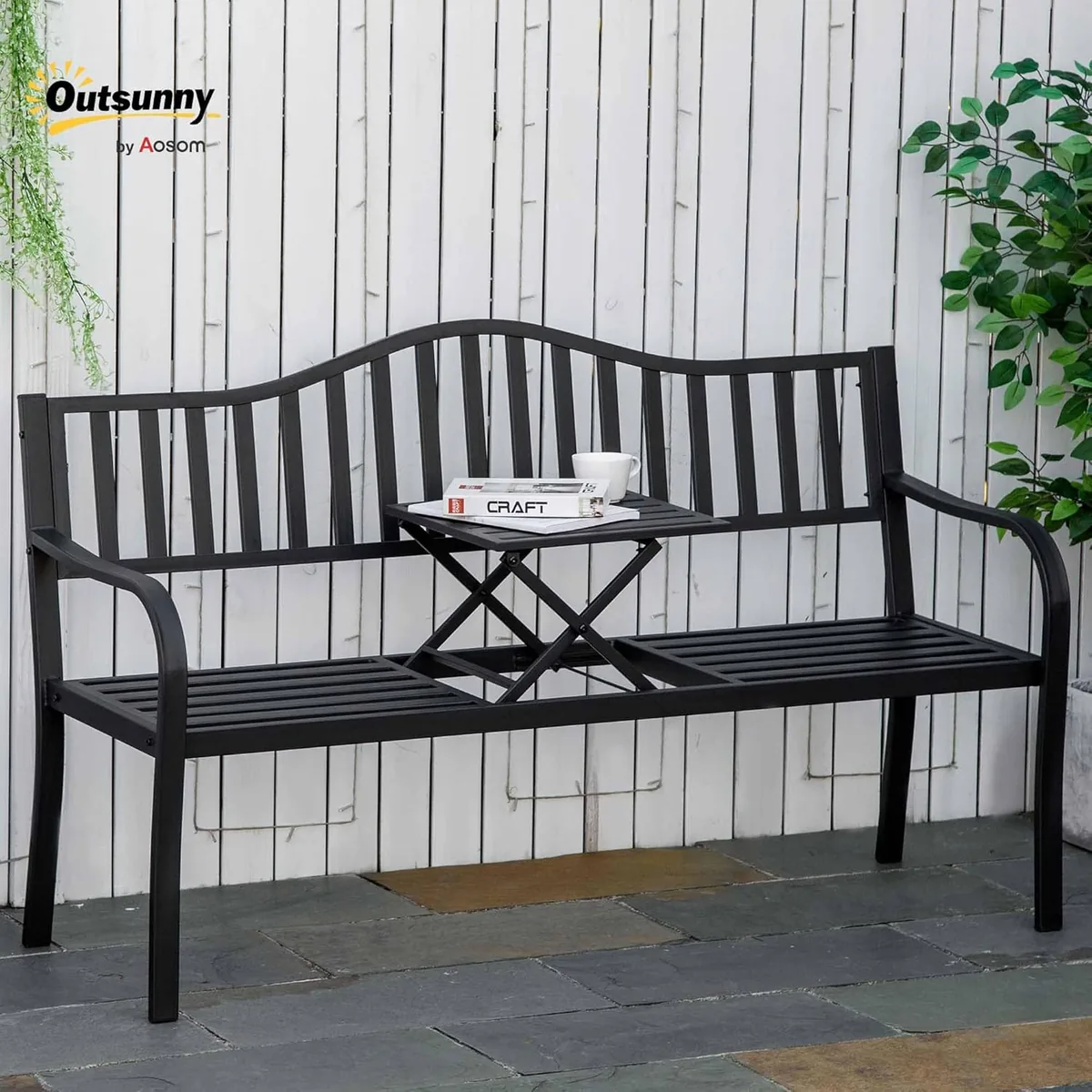 2-Sitzer Gartenbank robust Parkbank mit ausziehbarem… — Ansicht 2