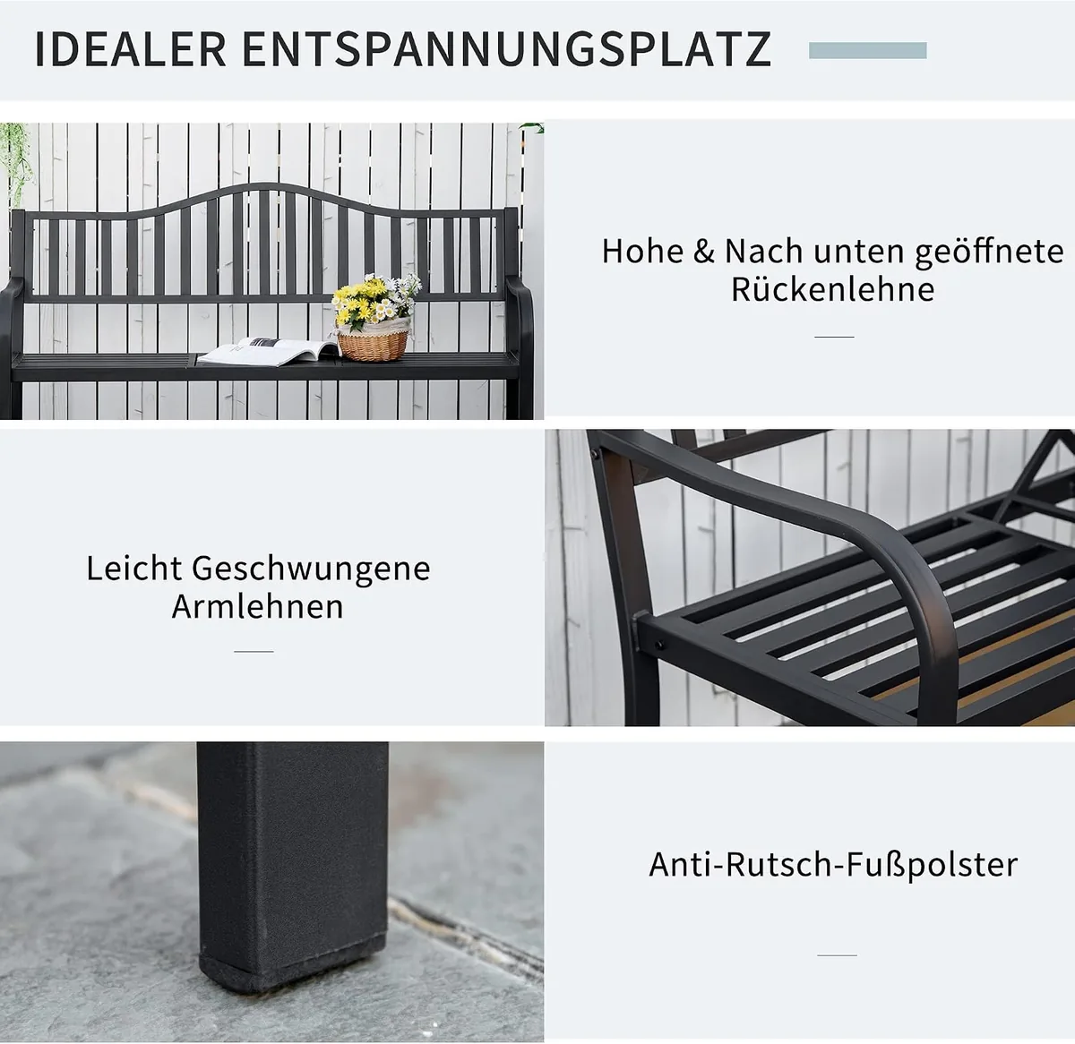 2-Sitzer Gartenbank robust Parkbank mit ausziehbarem… — Ansicht 4