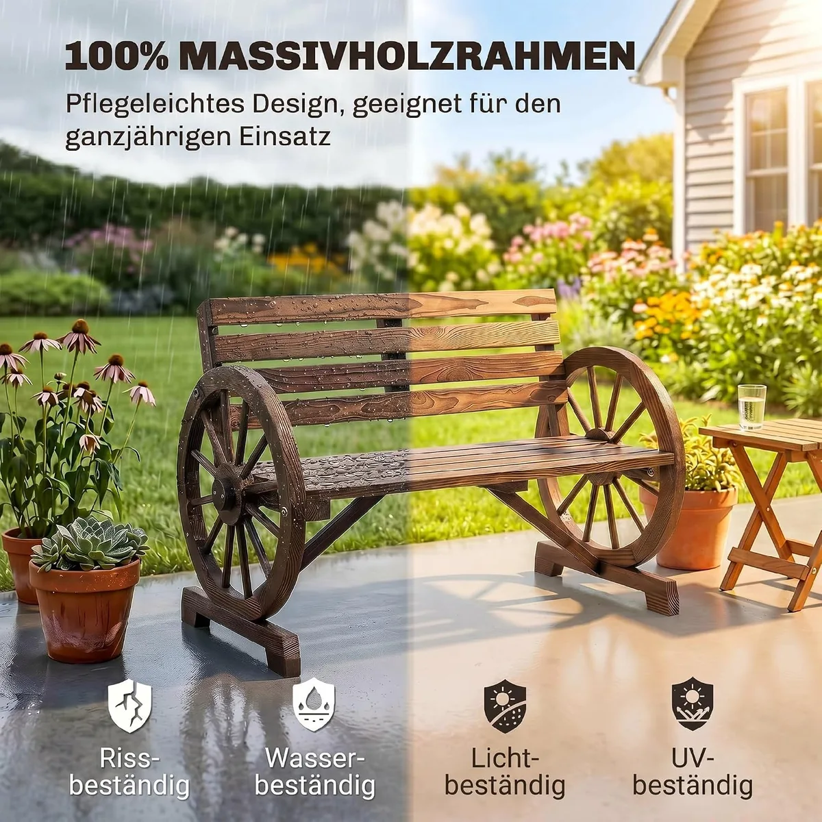 2-Sitzer Gartenbank, wetterfest Sitzbank, Gartenmöbel mit… — Ansicht 4