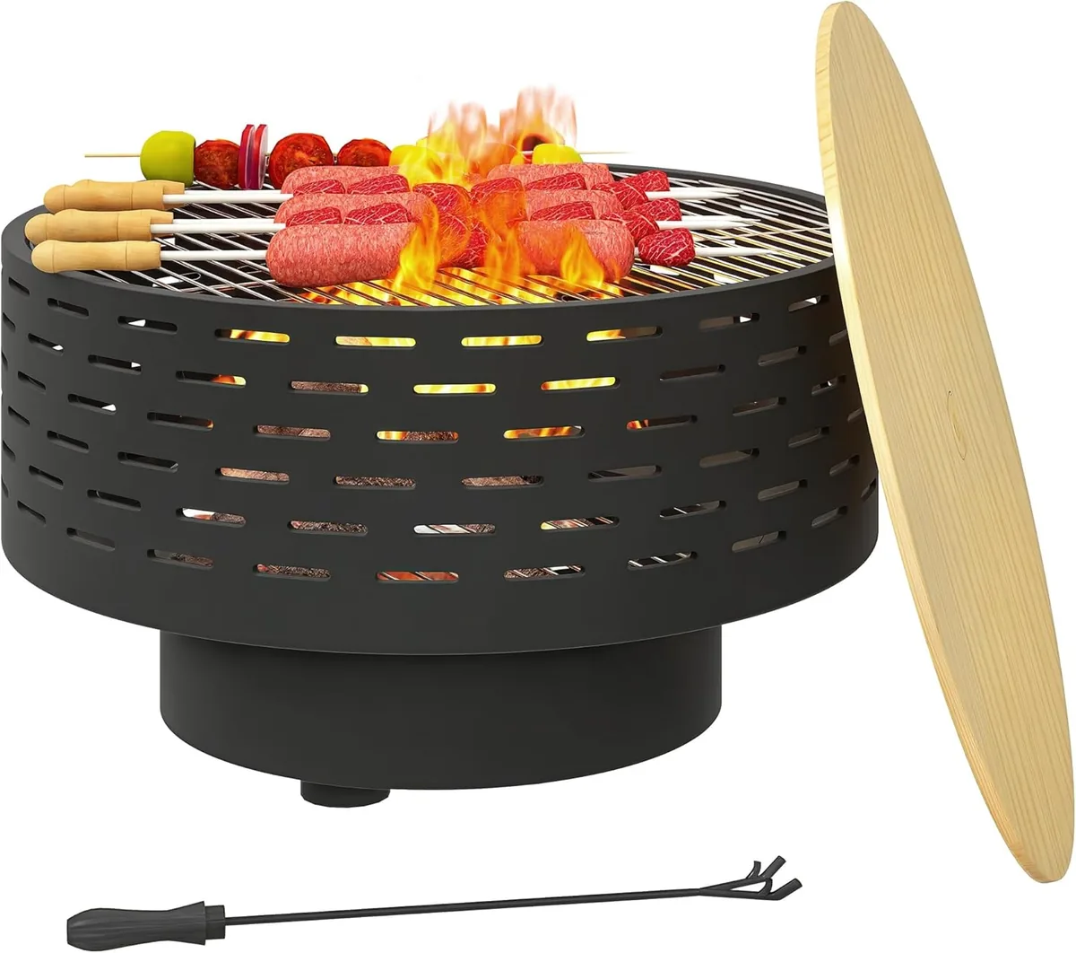 3-in-1 Feuerschale Ø60 x 39cm aus Edelstahl Feuerstelle…