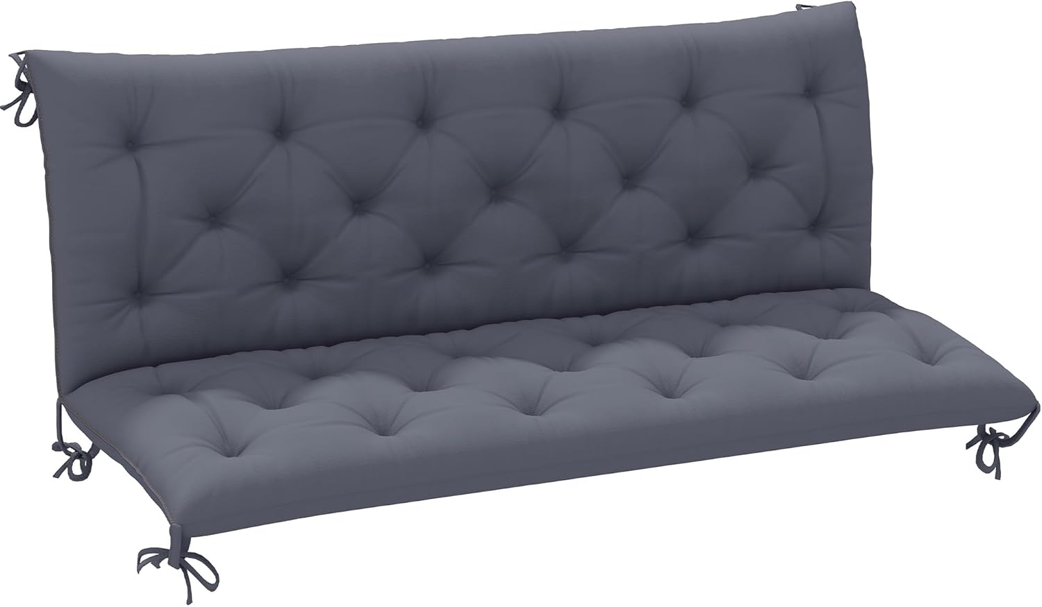 Outsunny 3 Sitzer Bankauflage 150 x 98 x 8 cm Sitzkissen mit Bändern Rückenkissen für Indoor/Outdoor Polster Auflage für Sitzbank Gartenbank Gartenmöbel Hollywoodschaukeln Dunkelgrau