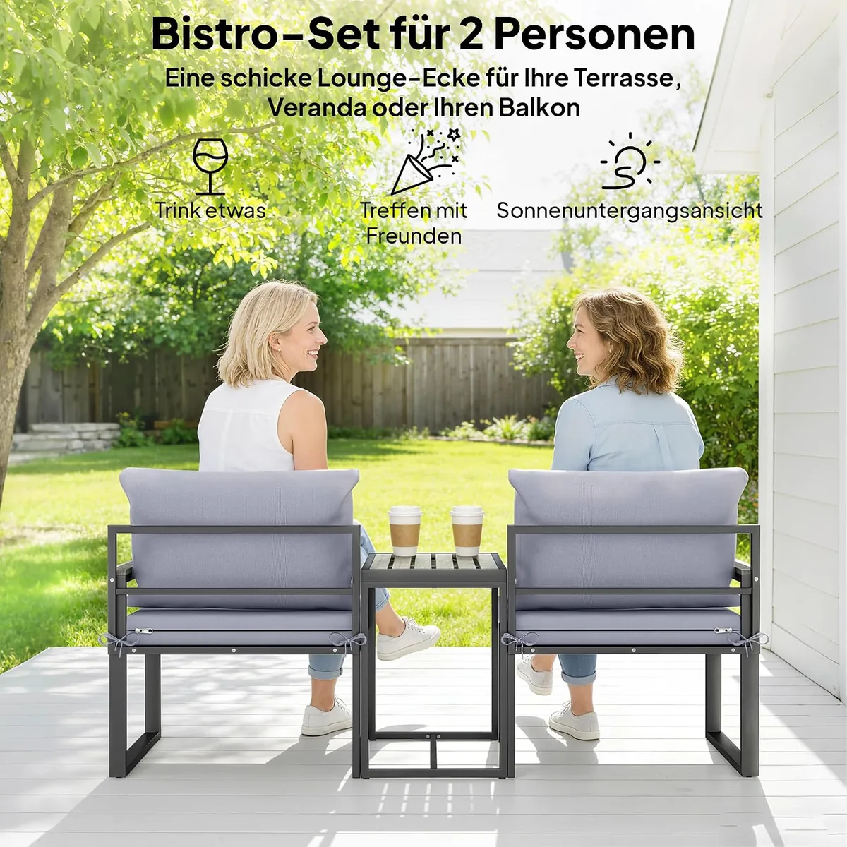 3-teiliges Balkonmöbel Set 2 Sessel mit Tisch abnehmbar… — Ansicht 3