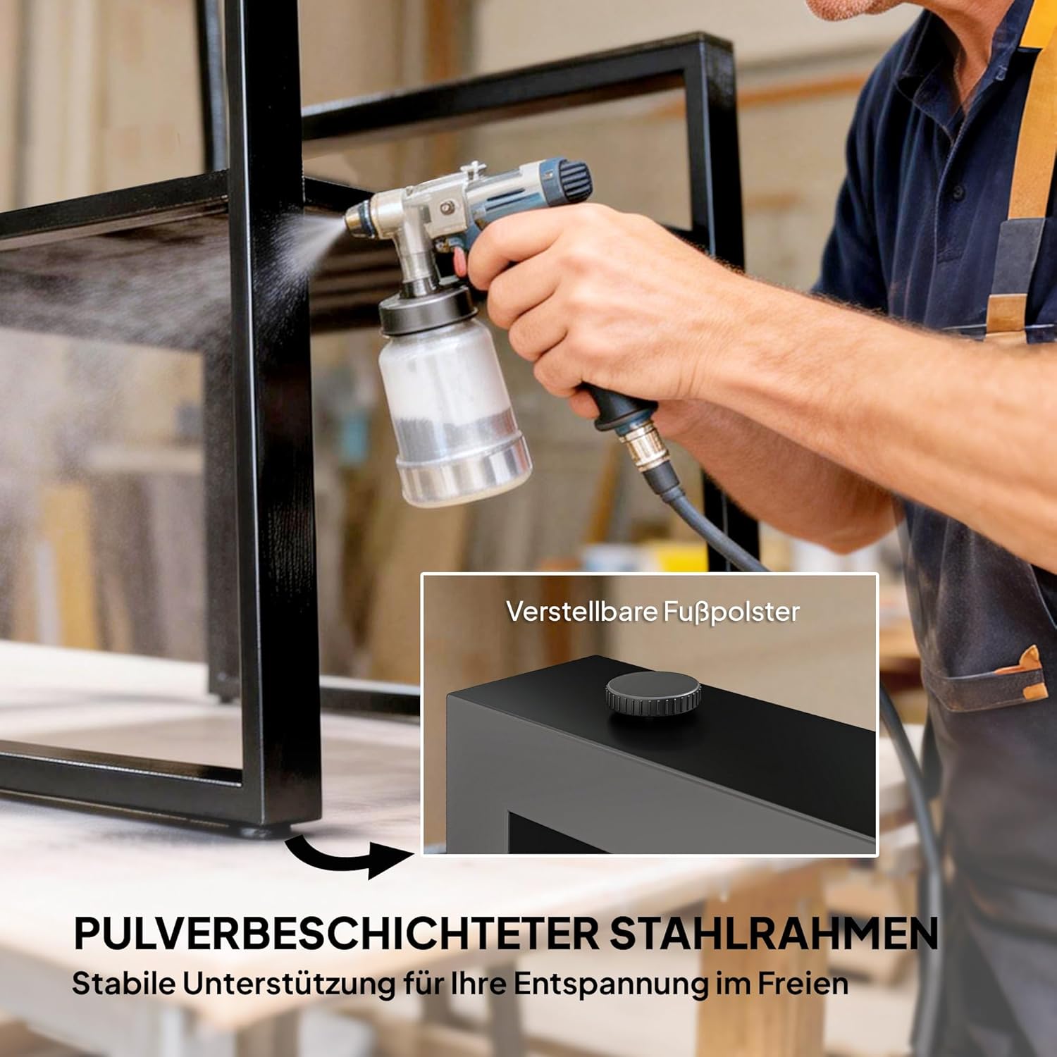 Outsunny 3-teiliges Balkonmöbel Set 2 Sessel mit Tisch abnehmbar Sitz-& Rückenkissen atmungsaktiv Bezug, Garten Bistro Set Gartenmöbel aus Stahl, Outdoor Sitzgruppe für Garten Terrasse Grau — Ansicht 6