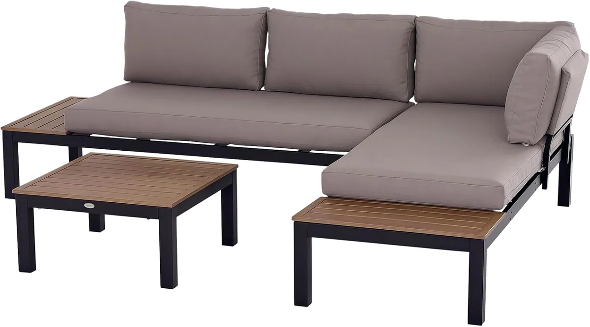 3-teiliges Gartenmöbel-Set mit Beistelltisch, Sofa mit…