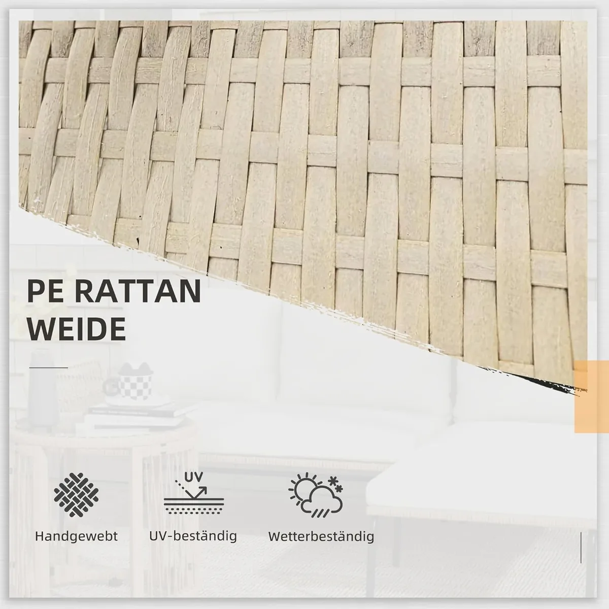 3-TLG. Rattan Gartenmöbel-Set, Gartengarnitur mit… — Ansicht 3