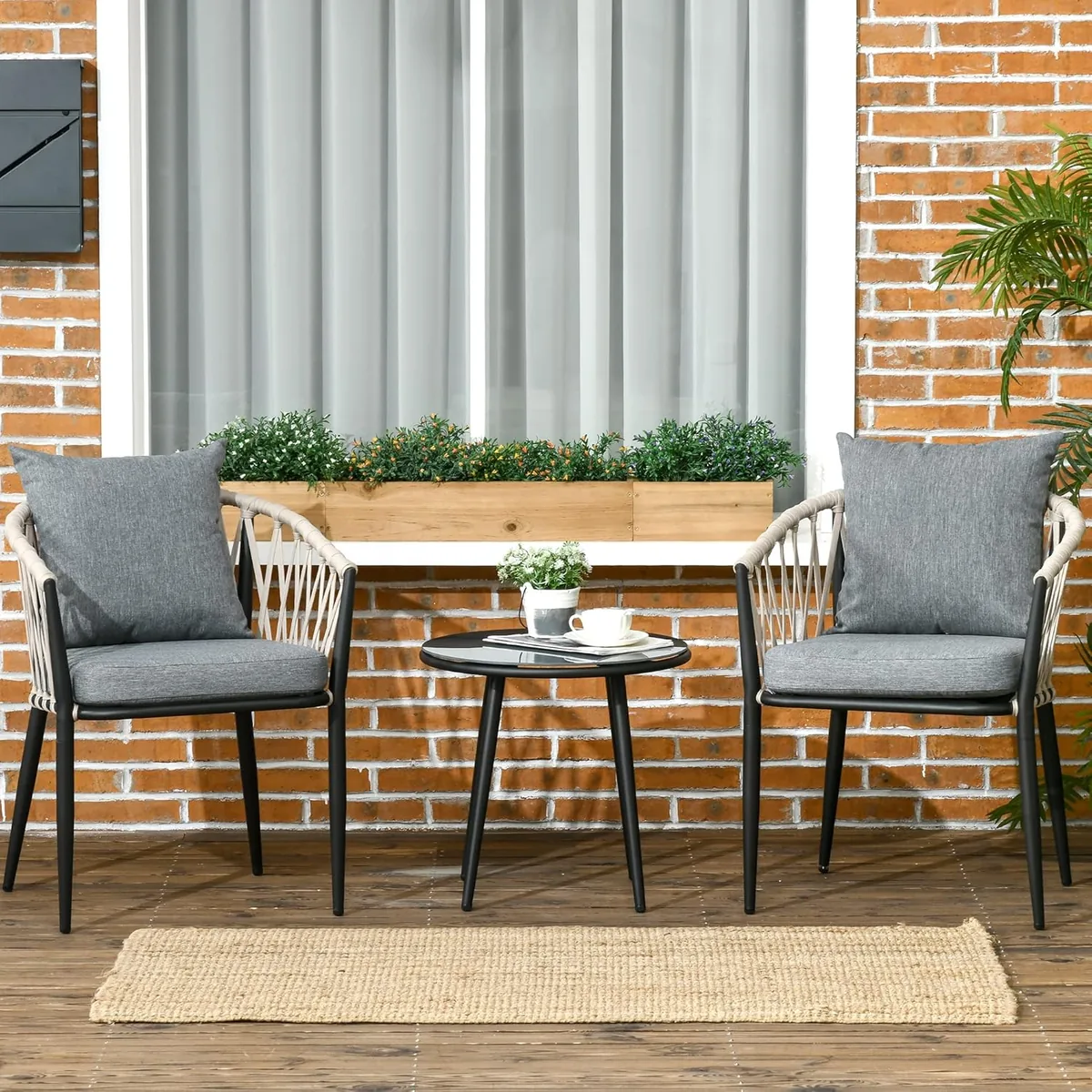 3tlg. Gartenmöbel Set, Garten-Bistroset inkl. 1 Tisch, 2… — Ansicht 2