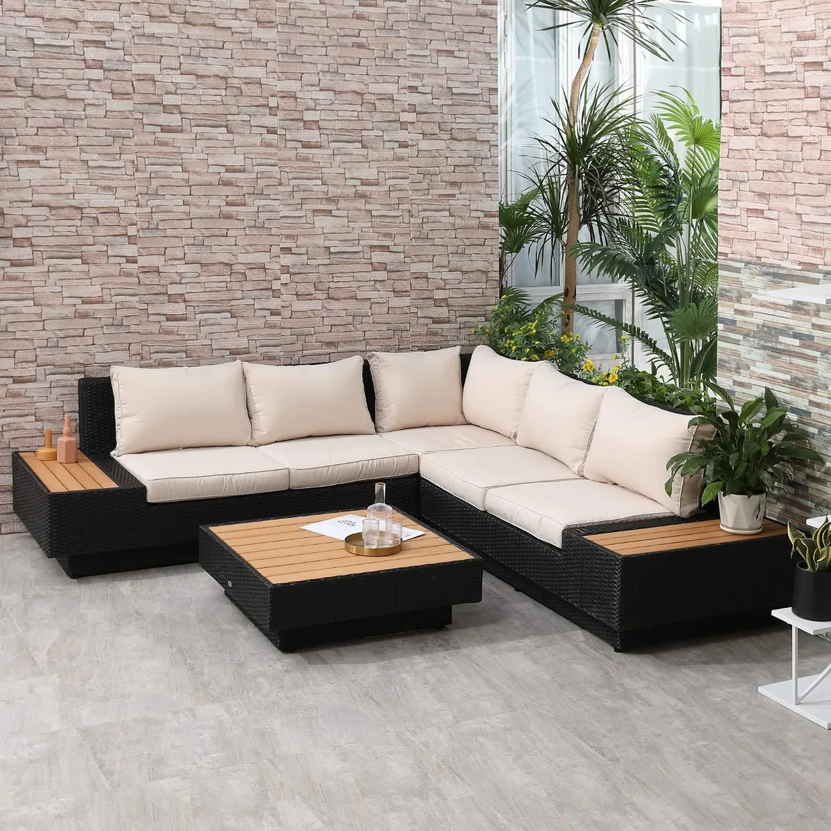 4-TLG. Luxus Polyrattan Gartengarnitur Gartenmöbel… — Ansicht 2