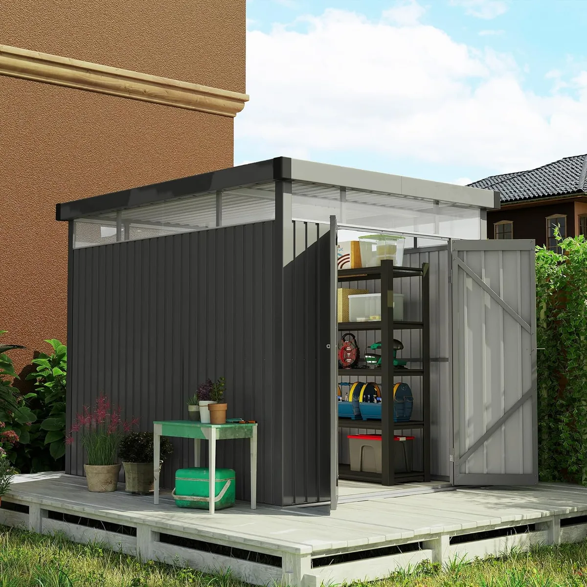 4m2 verzinkter Stahl-Gartenschuppen mit… — Ansicht 2