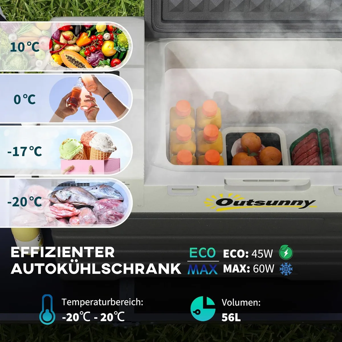56 Liter Kompressor Kühlbox elektrische Kühlbox mit ECO… — Ansicht 3