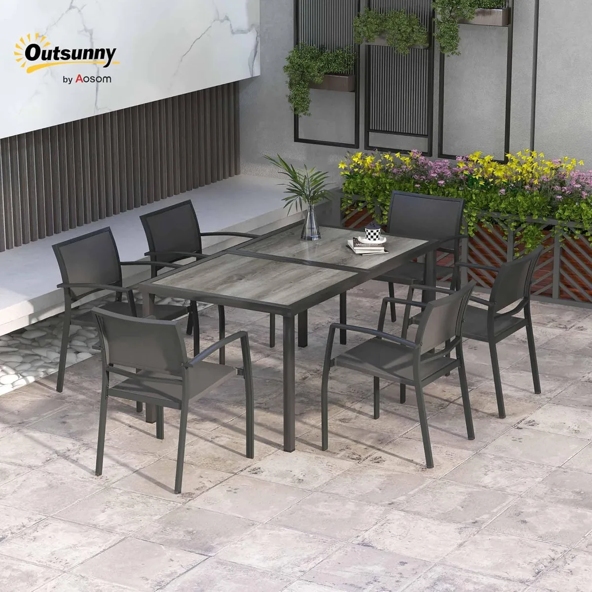 7 TLG. Sitzgruppe Gartenmöbel-Set, Gartengarnitur mit 1… — Ansicht 2