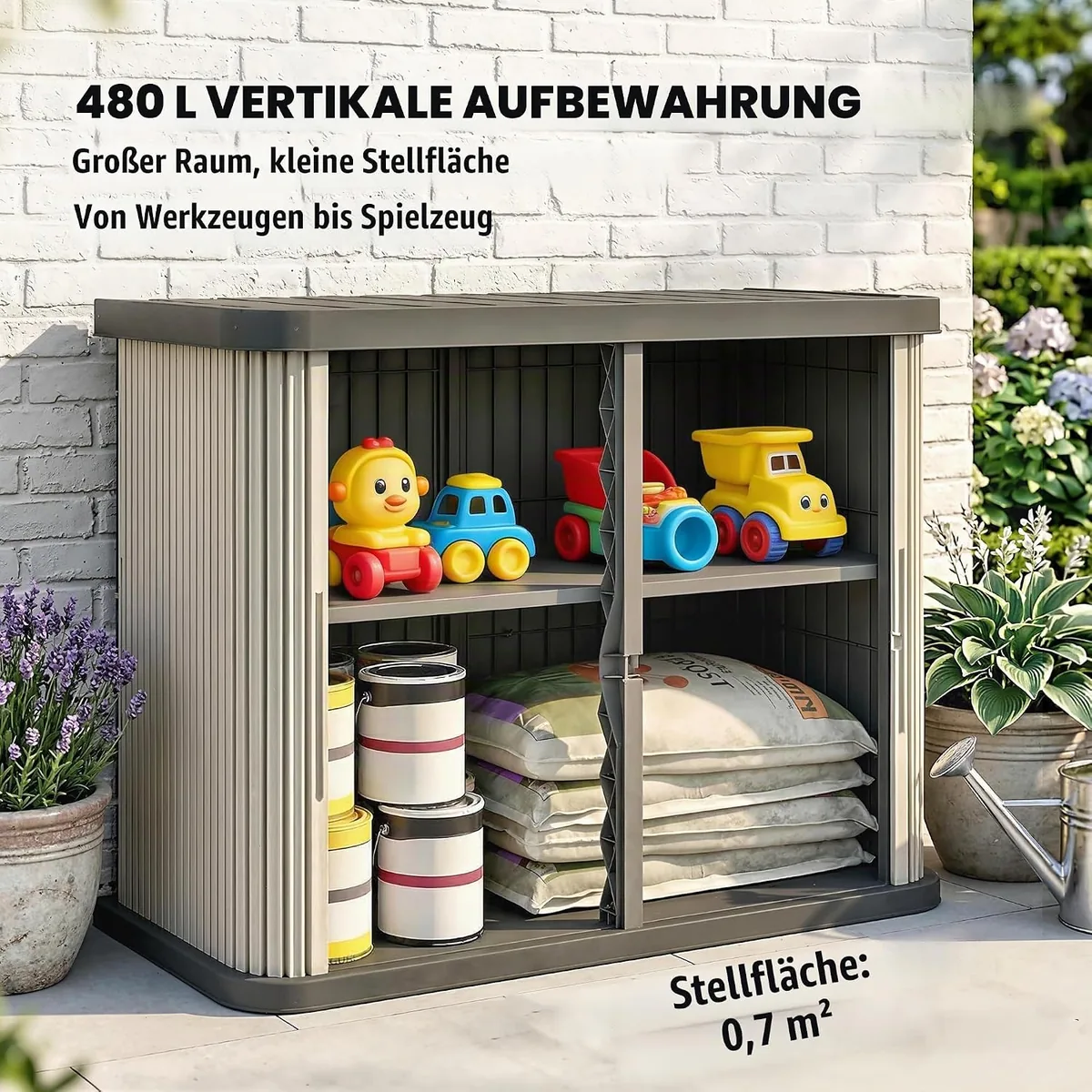 Aufbewahrungsbox für den Außenbereich, 480 l, 2 Ebenen… — Ansicht 3