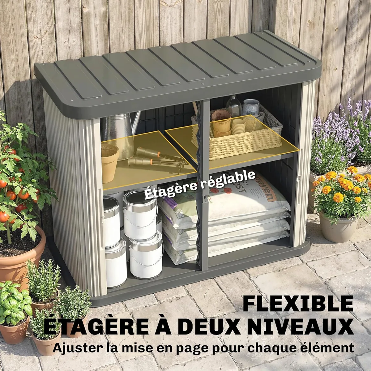 Aufbewahrungsbox für den Außenbereich, 480 l, 2 Ebenen… — Ansicht 4