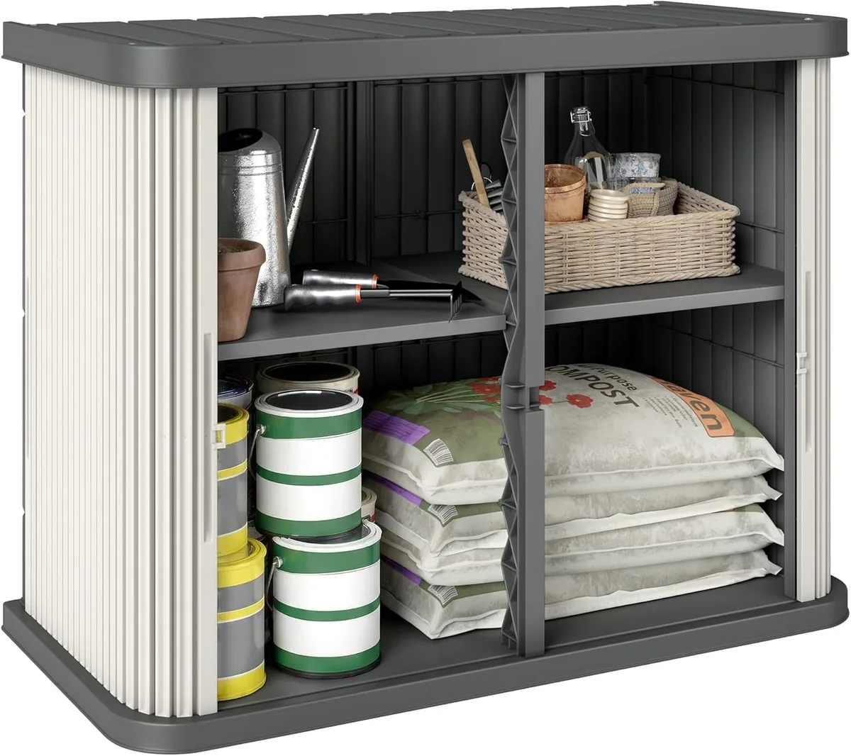 Aufbewahrungsbox für den Außenbereich, 480 l, 2 Ebenen…