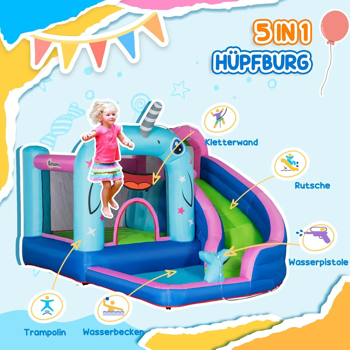 Aufblasbare Hüpfburg mit Gebläse, Wasserspielcenter inkl.… — Ansicht 3