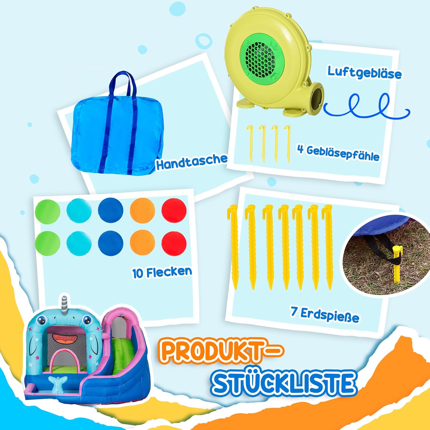 Outsunny Aufblasbare Hüpfburg mit Gebläse, Wasserspielcenter inkl. Sicherheitsnetz, Wasserrutsche, Spielburg Wasserpark für Kinder 3 bis 8 Jahre, 330 x 280 x 200cm — Ansicht 6