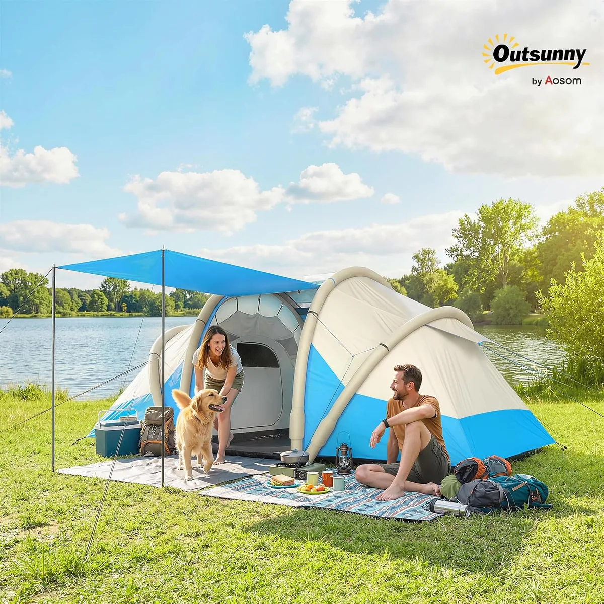 Aufblasbares Campingzelt mit Luftpumpe, Campingzelt für 4… — Ansicht 2