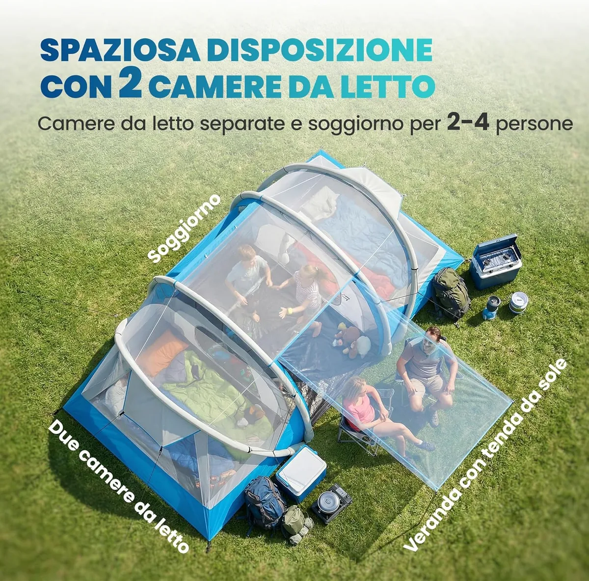 Aufblasbares Campingzelt mit Luftpumpe, Campingzelt für 4… — Ansicht 4