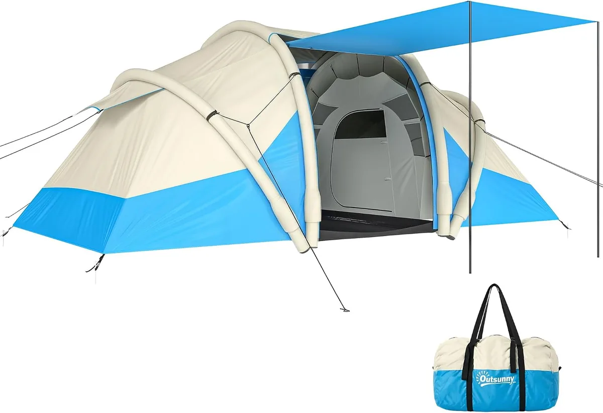 Aufblasbares Campingzelt mit Luftpumpe, Campingzelt für 4…