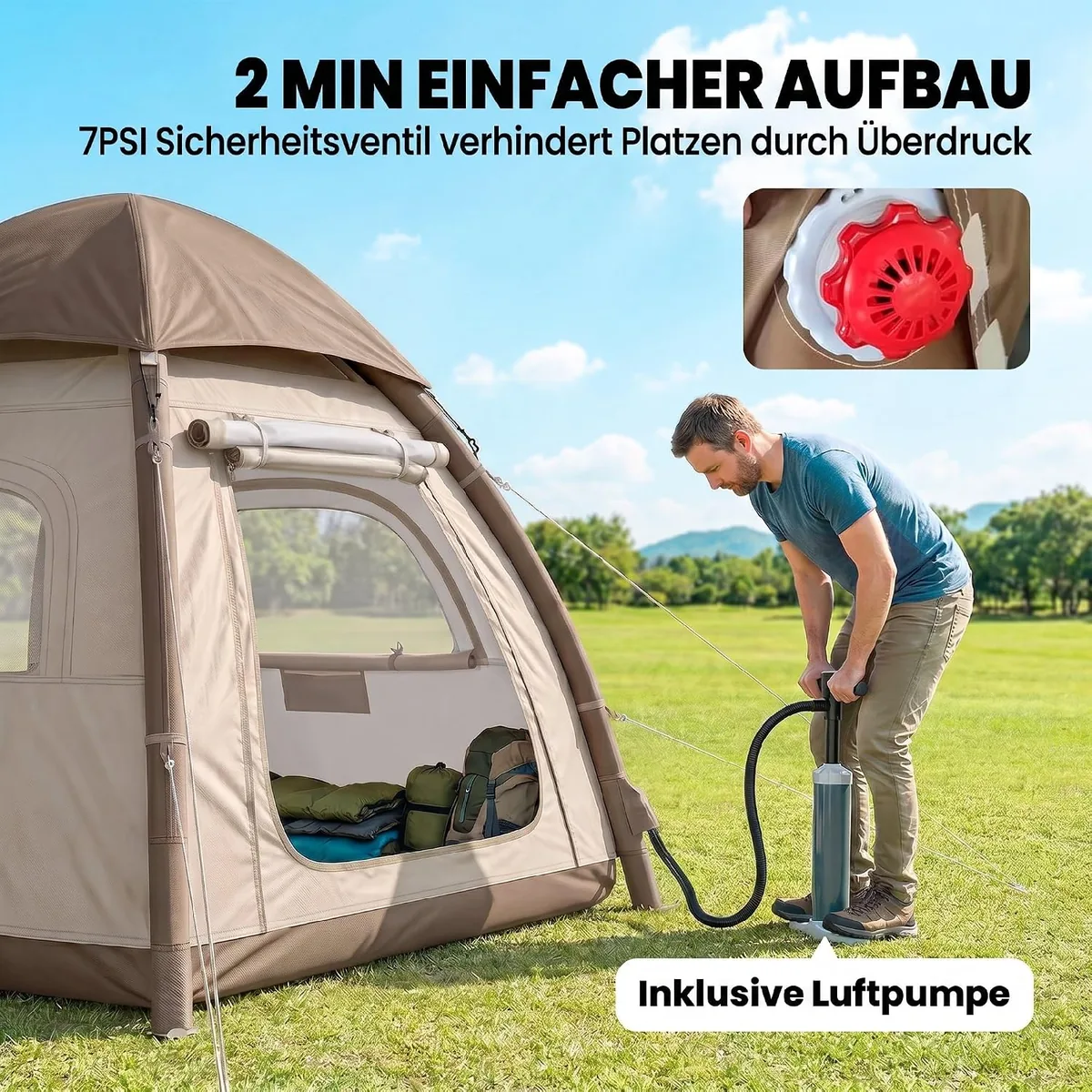 Aufblasbares Zelt 3 Personen Schneller Aufbau Outdoor… — Ansicht 3