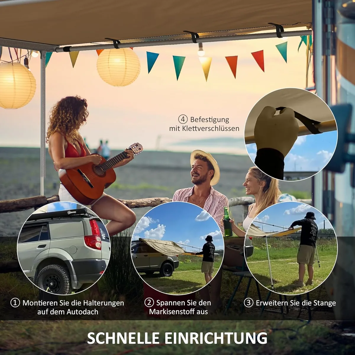 Auto Markise 160 x 250 cm ausziehbar Wasserdicht… — Ansicht 3
