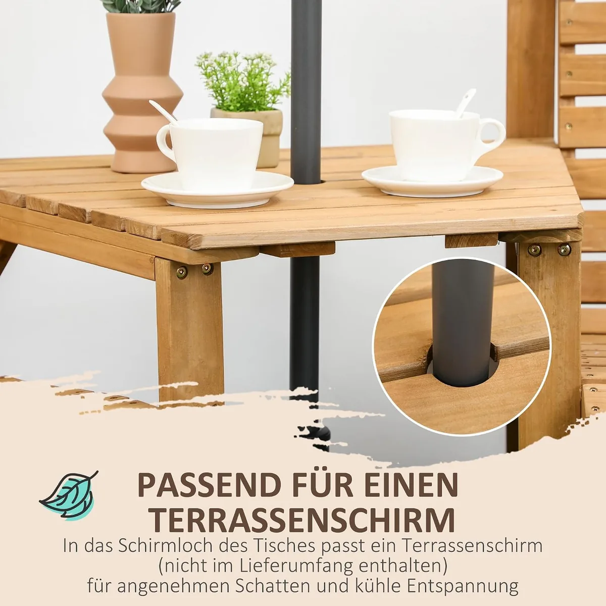 Bistro-Set 3-teilig aus Holz Wetterfest Gartenmöbel Set… — Ansicht 4