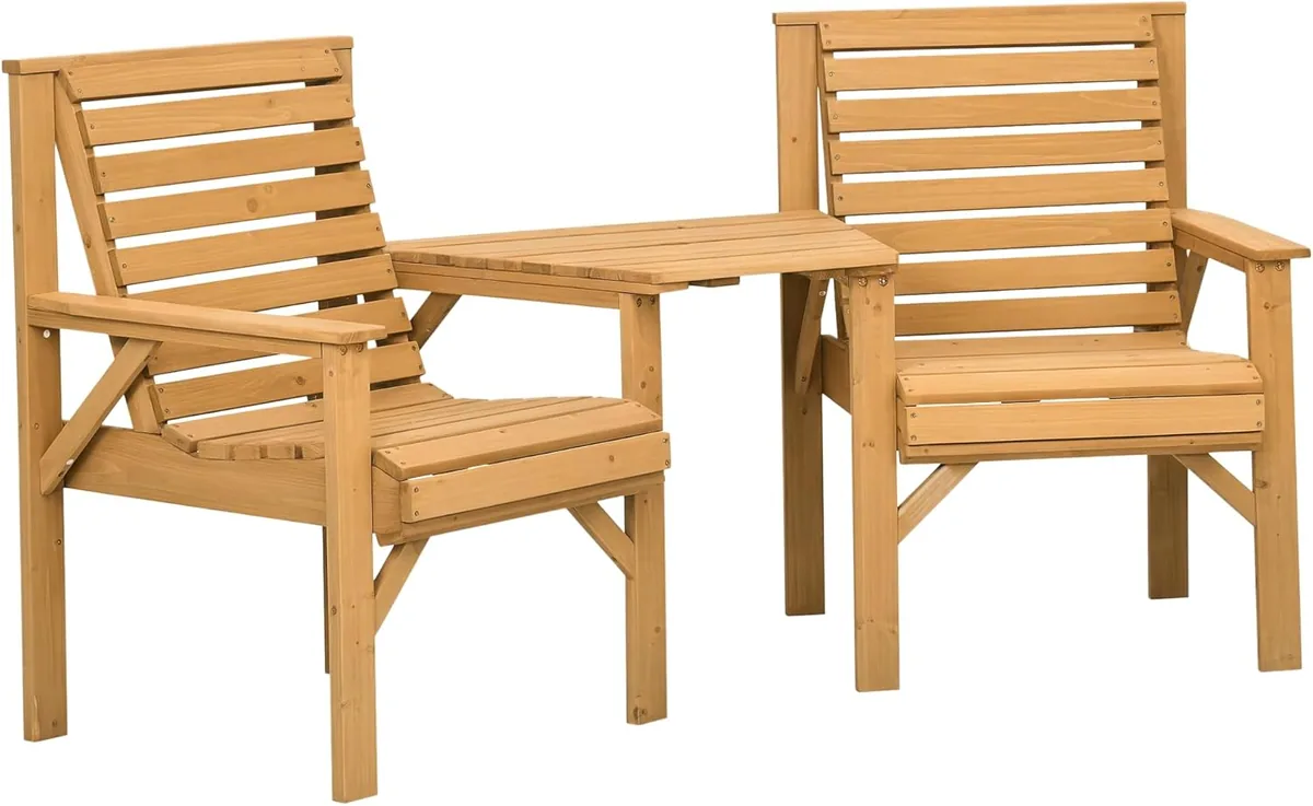 Bistro-Set 3-teilig aus Holz Wetterfest Gartenmöbel Set…