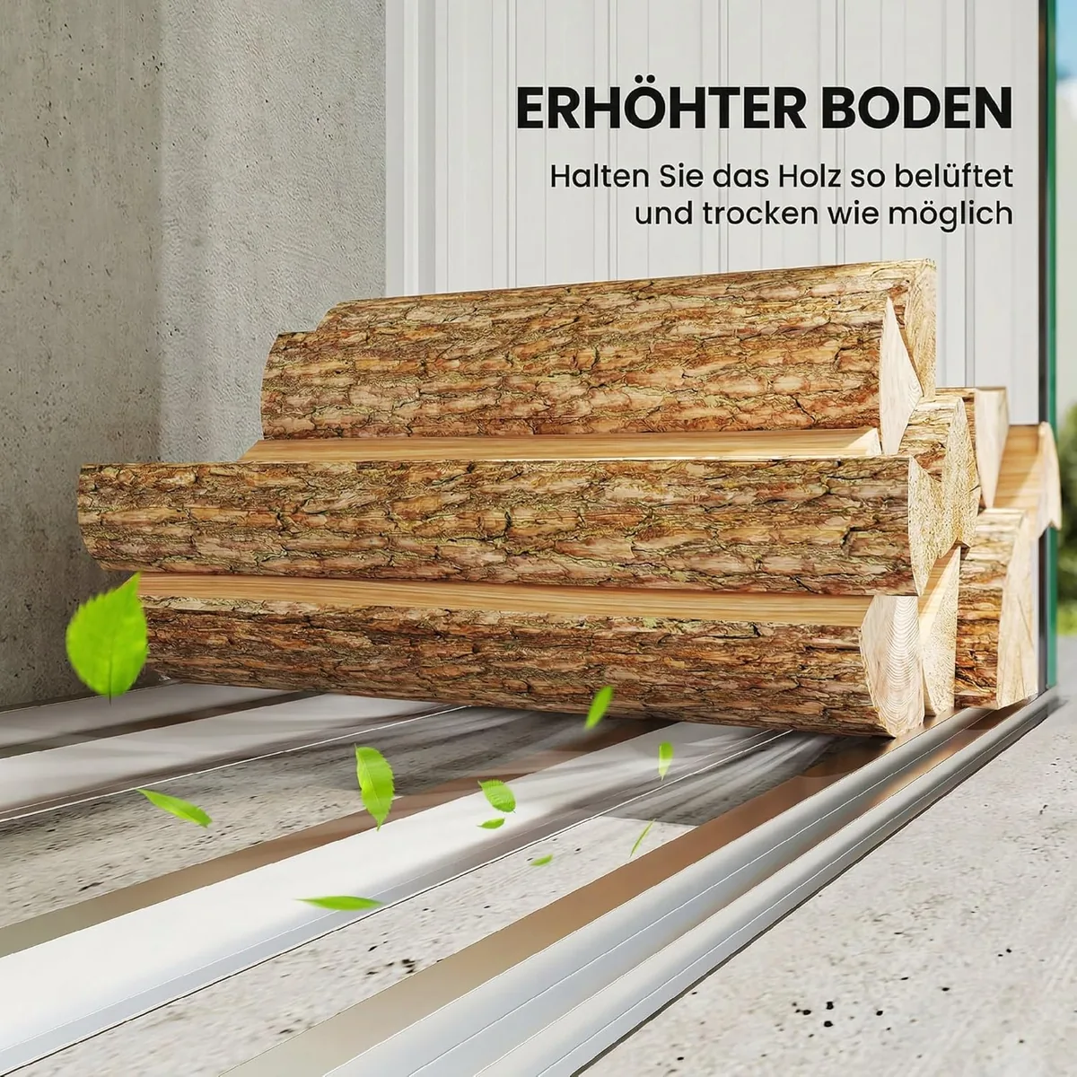 Brennholzunterstand erhöhtes Brennholzregal mit Pultdach… — Ansicht 4