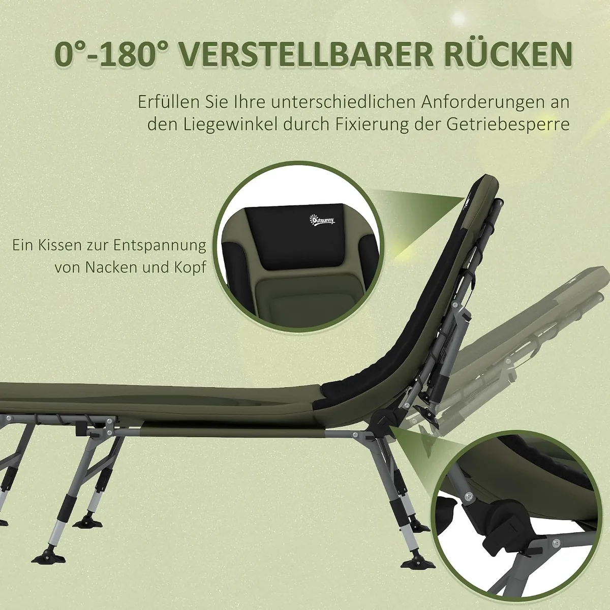 Campingbett Feldbett klappbar Reisebett verstellbar… — Ansicht 3