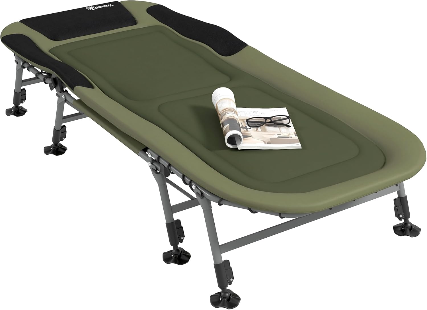 Outsunny Campingbett Feldbett klappbar Reisebett verstellbar Klappbett bis 180 kg belastbar für Outdoor Oxford Grün