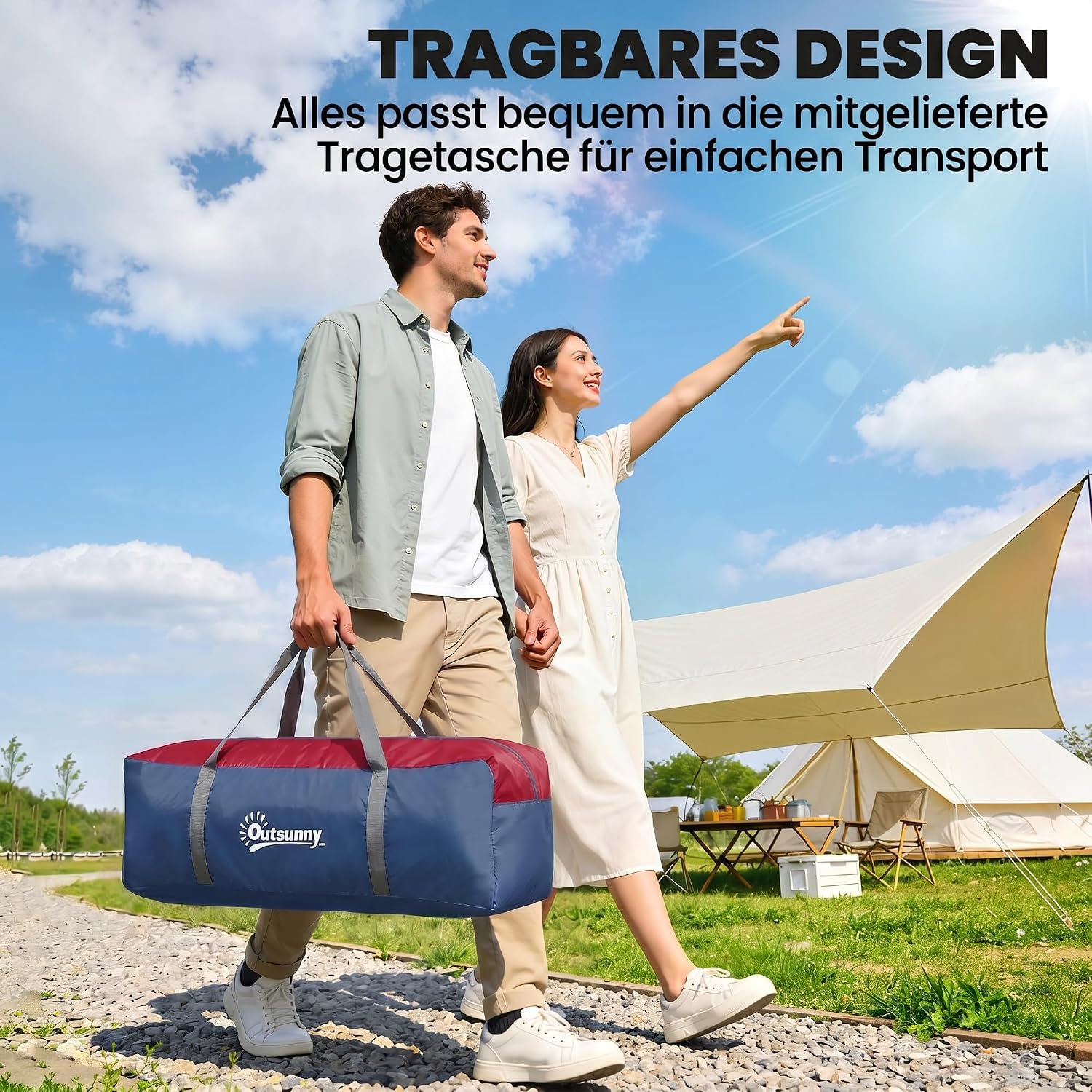 Outsunny Campingzelt für 5 Personen stabil wasserdicht Familienzelt mit Eingang Fenster Packtasche, Zelt mit 3000mm Wassersäule Tunnelzelt für Camping Reise Garten — Ansicht 6