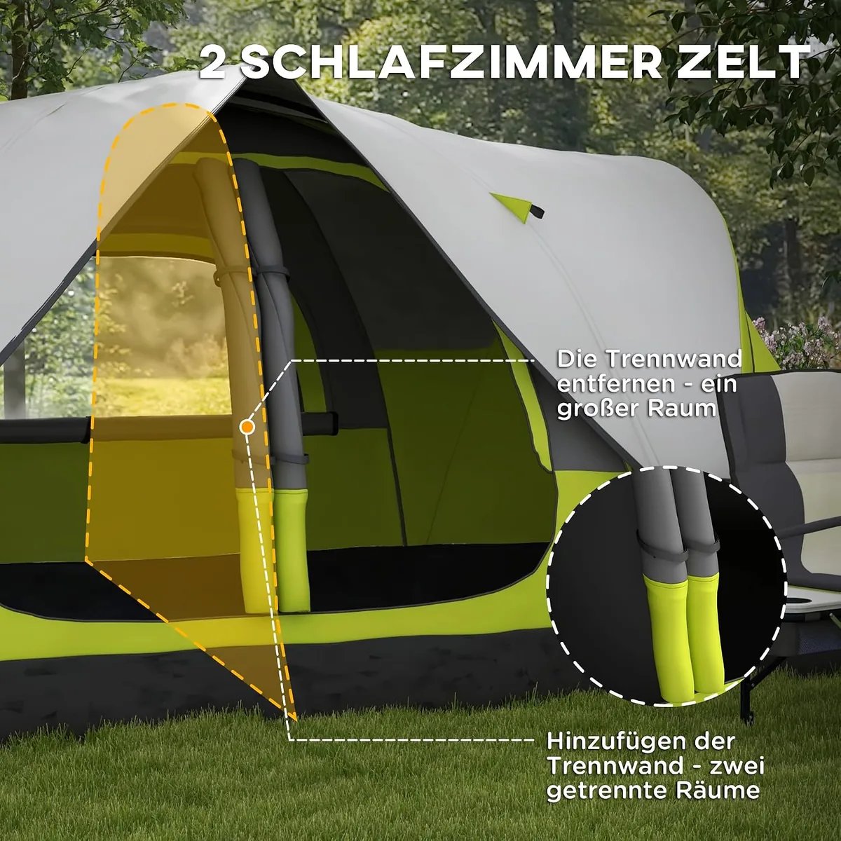 Campingzelt, Tunnelzelt für 3 Personen, mit Lichthaken… — Ansicht 4