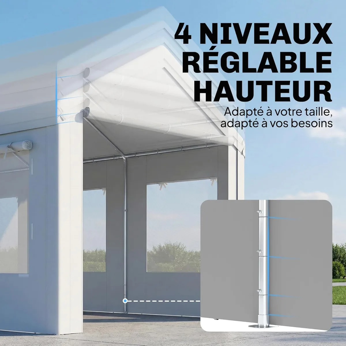 Carport 3 x 6 m UV-Schutz 30+ Mobile Garage mit… — Ansicht 3