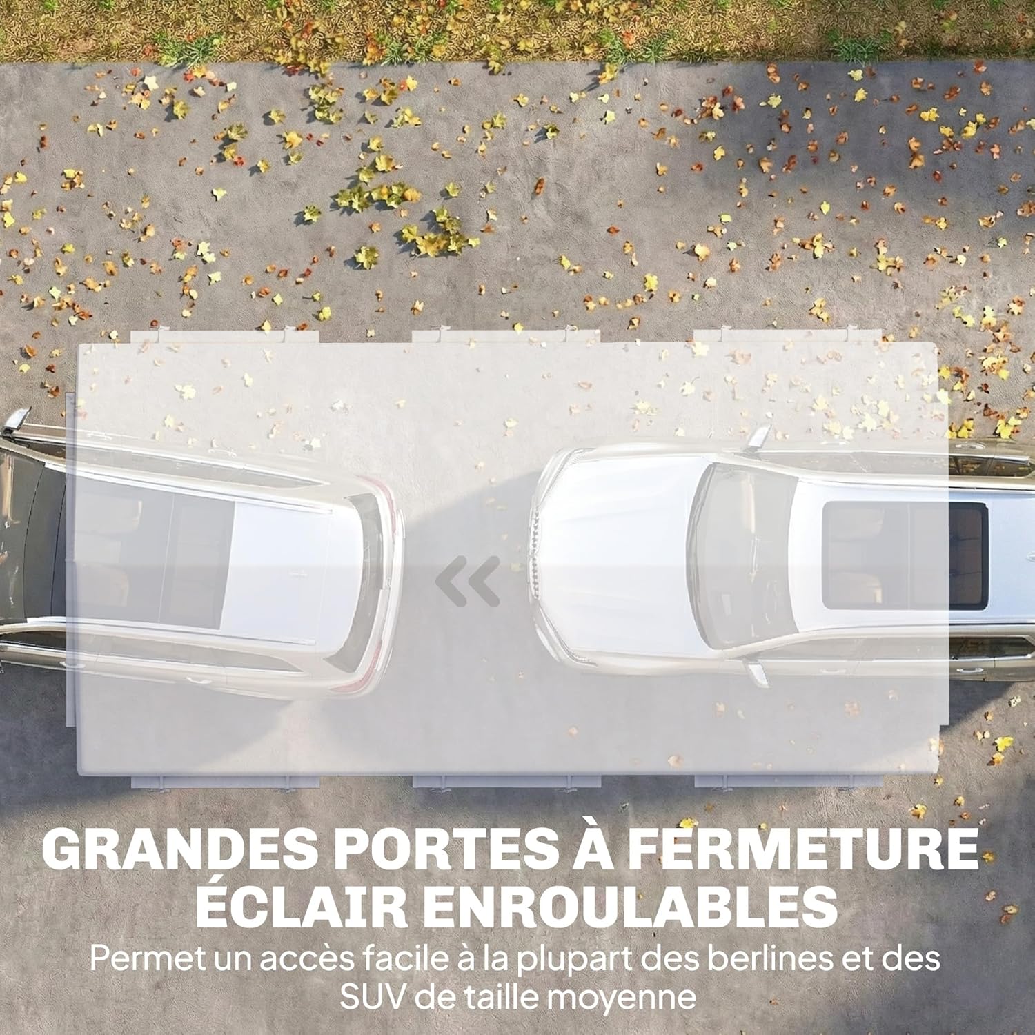 Outsunny Carport 3 x 6 m UV-Schutz 30+ Mobile Garage mit Einstellbarer Höhe – Garagenzelt mit 6 Fenstern und Fliegengitter – Carport aus robustem verzinktem Stahl Ø 37 mm, weiß — Ansicht 6