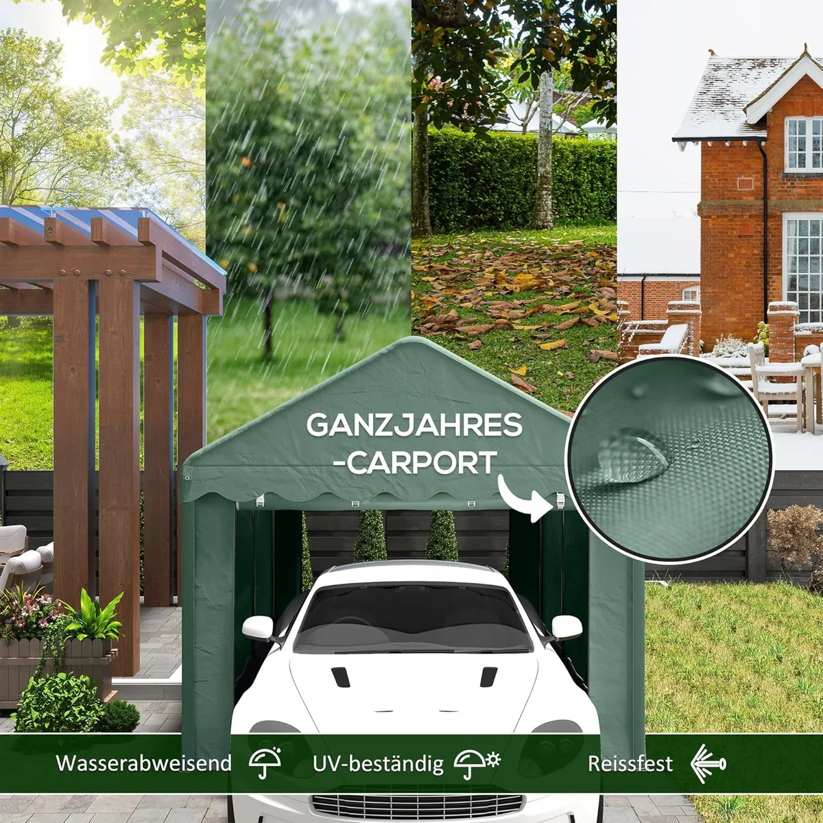 Carport 3x6 m wasserdicht Garagenzelt mit Rolltüren… — Ansicht 3
