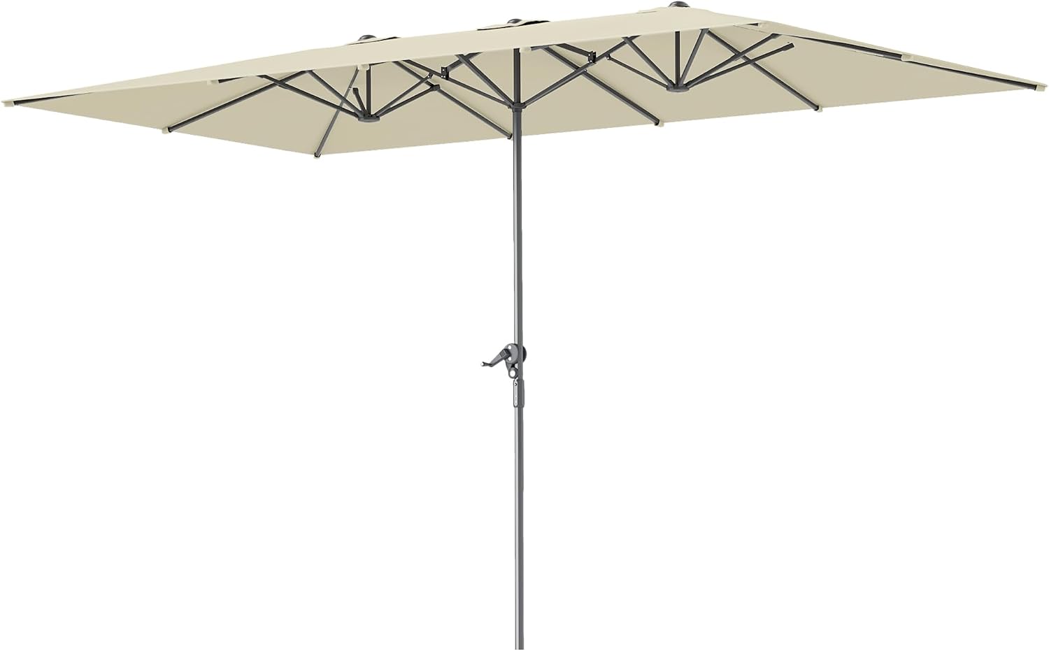 Outsunny Doppelsonnenschirm mit Kurbel UV Schutz 50+, 451 x 264 cm Gartenschirm, windfest Balkonschirm Aluminium Marktschirm Sonnenschirm Sonnenschutz für Terrasse Garten Balkon