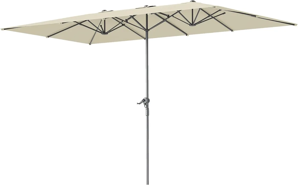 Doppelsonnenschirm mit Kurbel UV Schutz 50+, 451 x 264 cm…