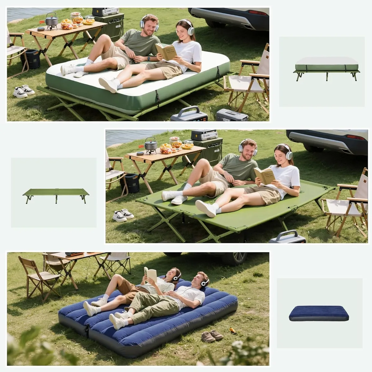 Erhöhtes Campingbett und Zelt, Feldbett, Kuppelzelt mit… — Ansicht 4