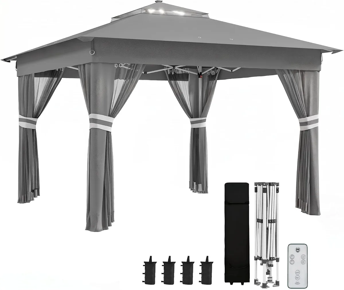 Faltpavillon ca. 3 x 3 m, Pavillon mit LED, 4…