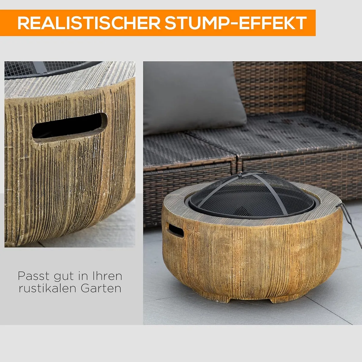 Feuerschale, Feuerstelle mit Deckel, Feuerkorb mit… — Ansicht 3