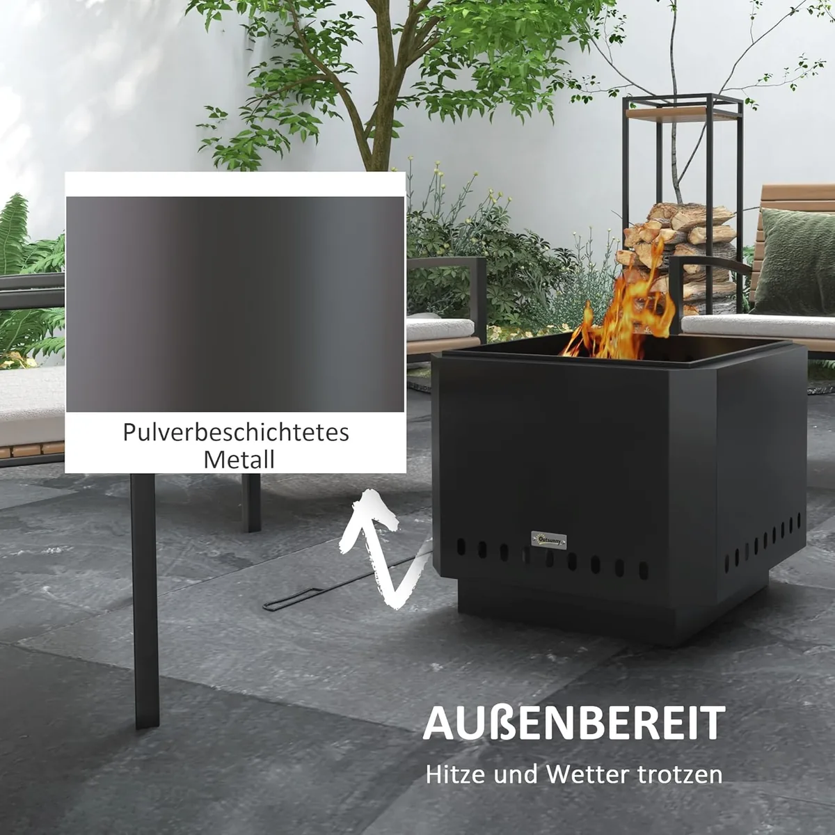 Feuerschale, quadratischer Feuerstelle, rauchfreier… — Ansicht 4