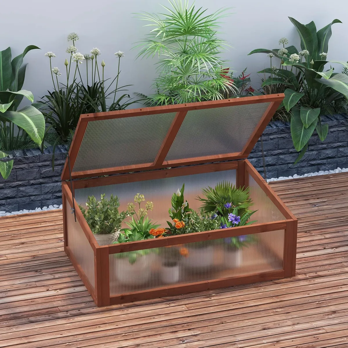 Frühbeet Holz, Mini Gewächshaus 100 x 65 x 40 cm… — Ansicht 2