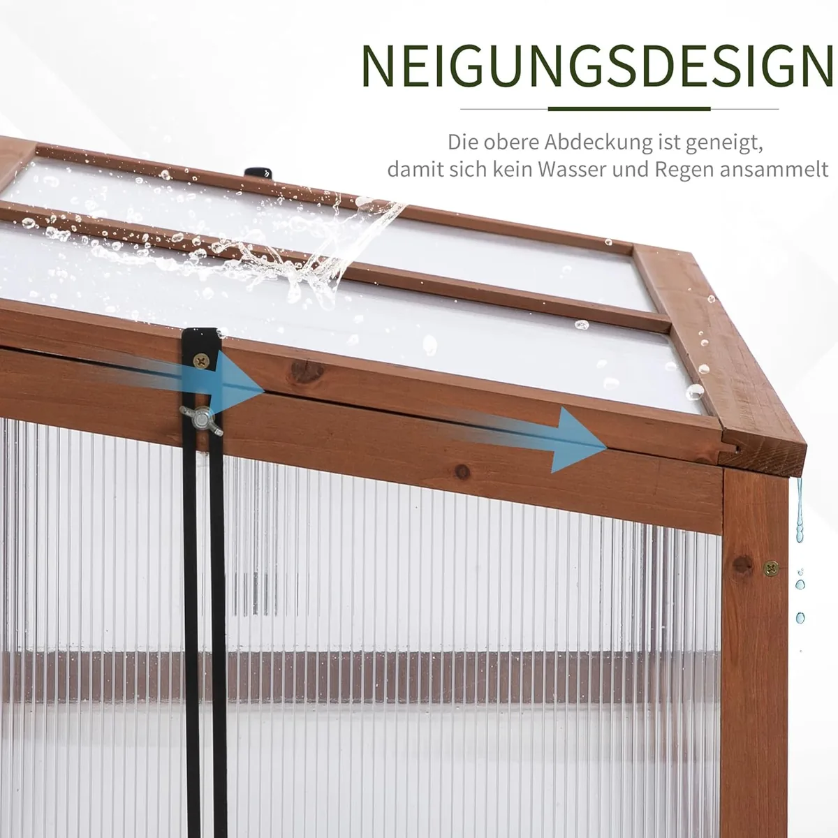 Frühbeet Holz, Mini Gewächshaus 100 x 65 x 40 cm… — Ansicht 3