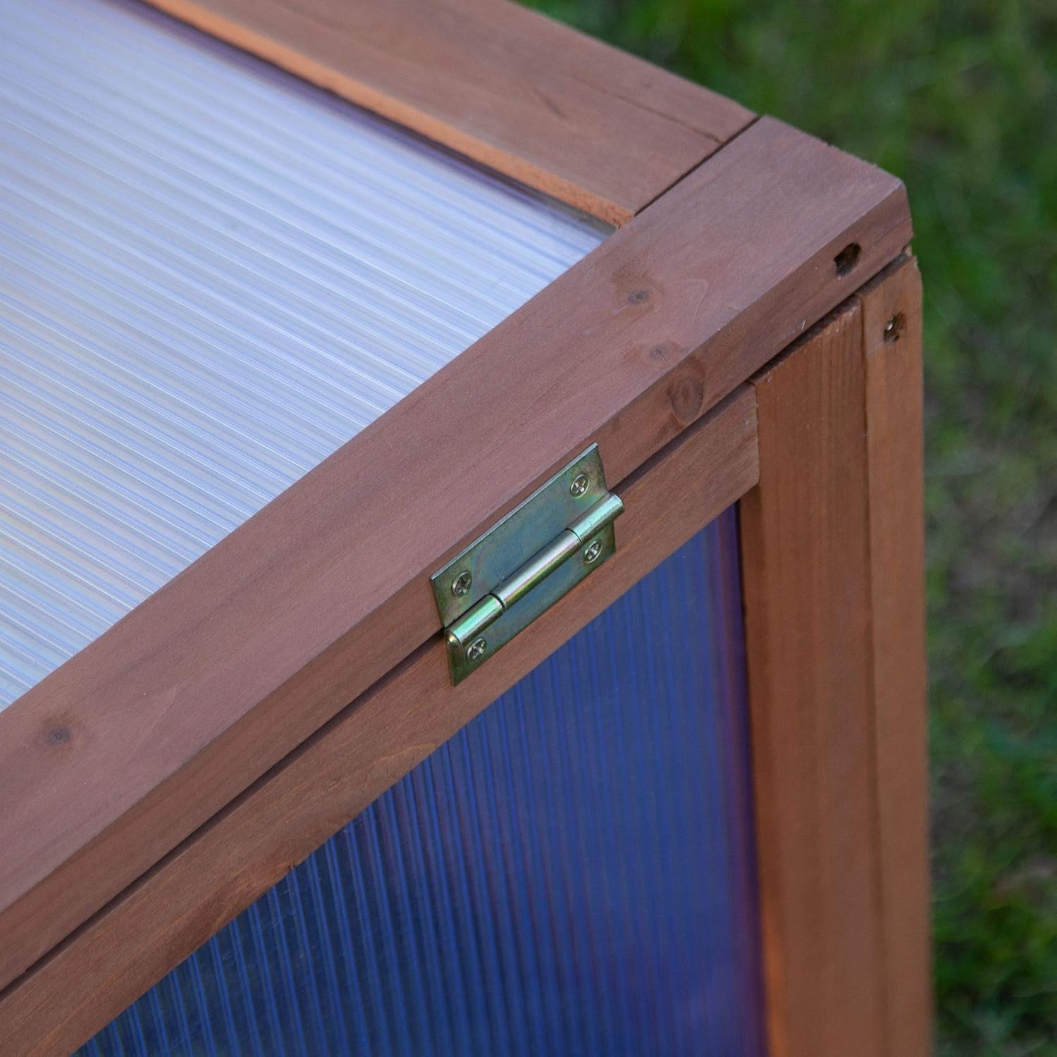 Outsunny Frühbeet Holz, Mini Gewächshaus 100 x 65 x 40 cm, Treibhaus mit Abdeckung, UV Schutz, lichtdurchlässig Frühbeetkasten, Winterfest Hochbeet für Garten, Braun — Ansicht 6