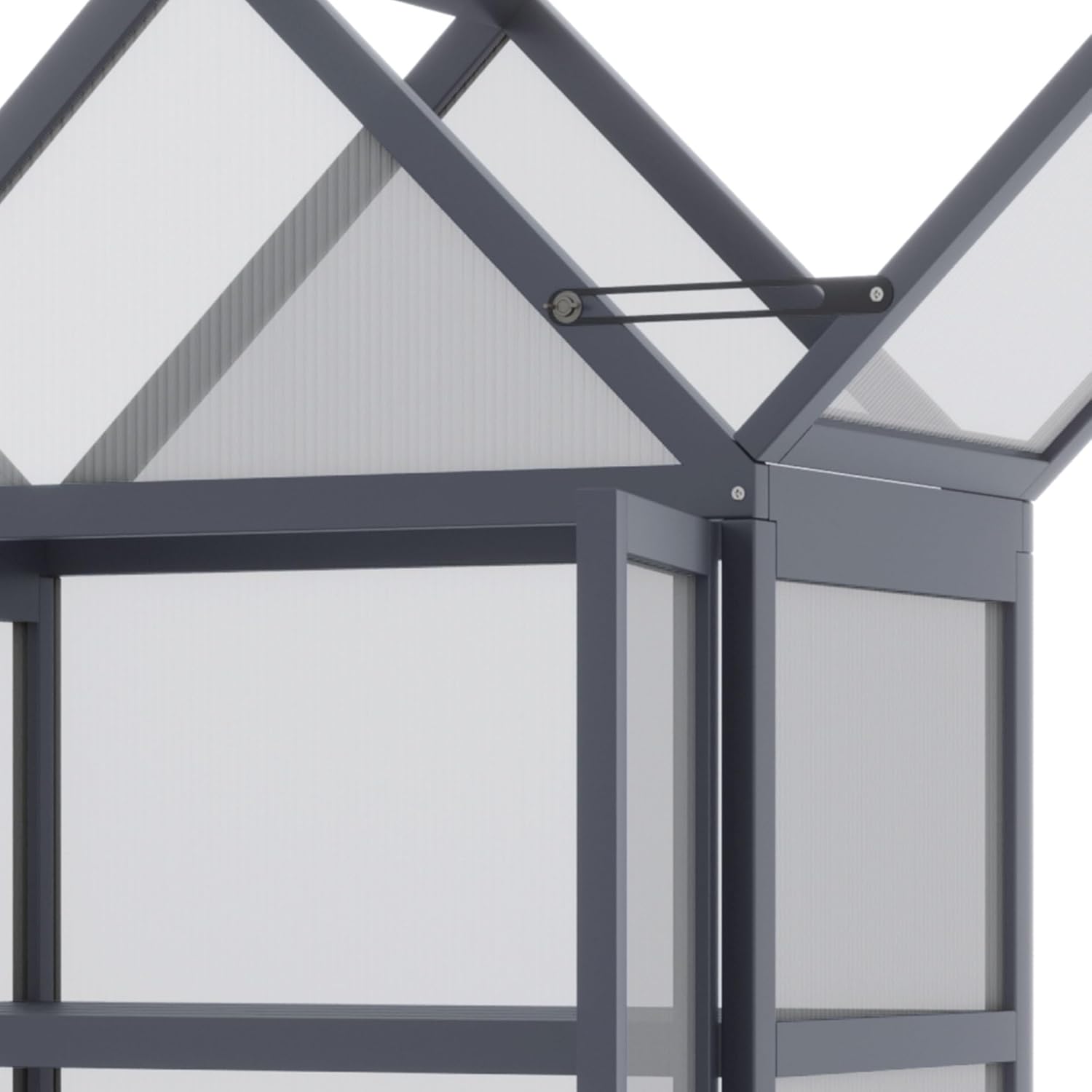 Outsunny Frühbeet Pflanzenbeet mit 3 Ebenen, aufklappbarem Dach wetterfest Mini Gewächshaus mit Doppeltüren Treibhaus aus Holz Polycarbonat Natur 70,5 x 42 x 132 cm — Ansicht 6