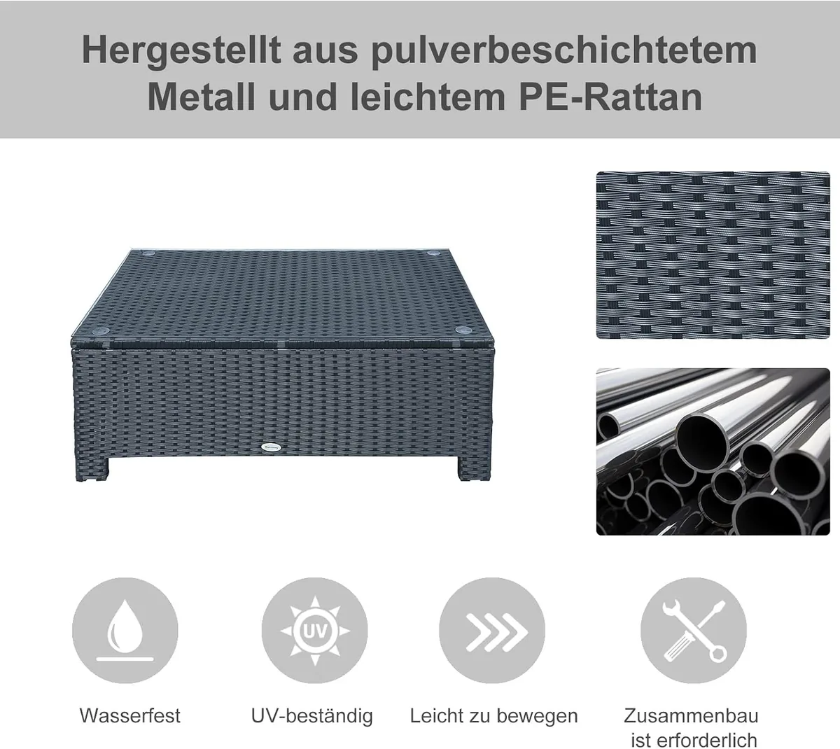 Garten Beistelltisch Couchtisch Gartentisch Balkontisch… — Ansicht 4